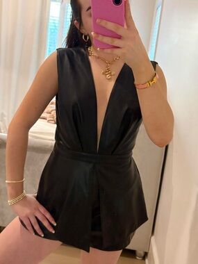 black leather romper